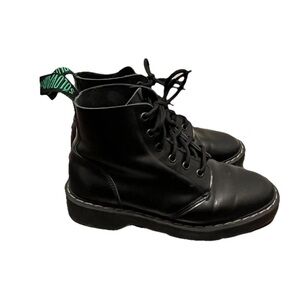 Solovair Astronaut 6 Eye Derby Boot Black Hi-Shine rare UK 3.5 EU 36.5 & Insoles